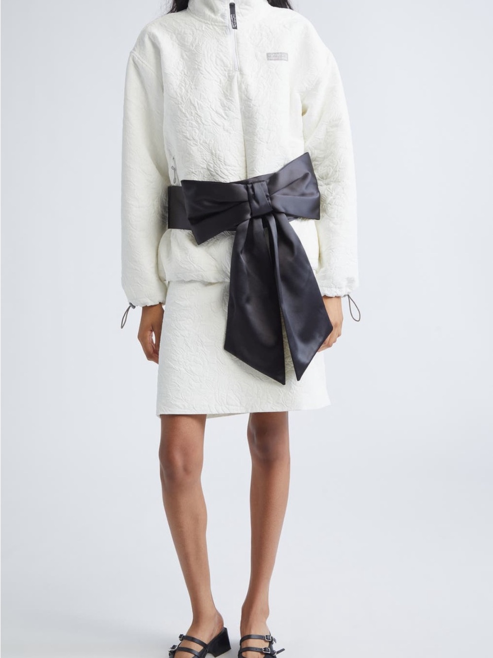 Sandy Liang Black Satin Bow Belt - Picture 5 of 8